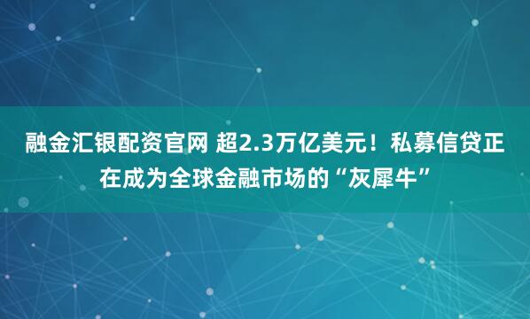 融金汇银配资官网 超2.3万亿美元！私募信贷正在成为全球金融市场的“灰犀牛”